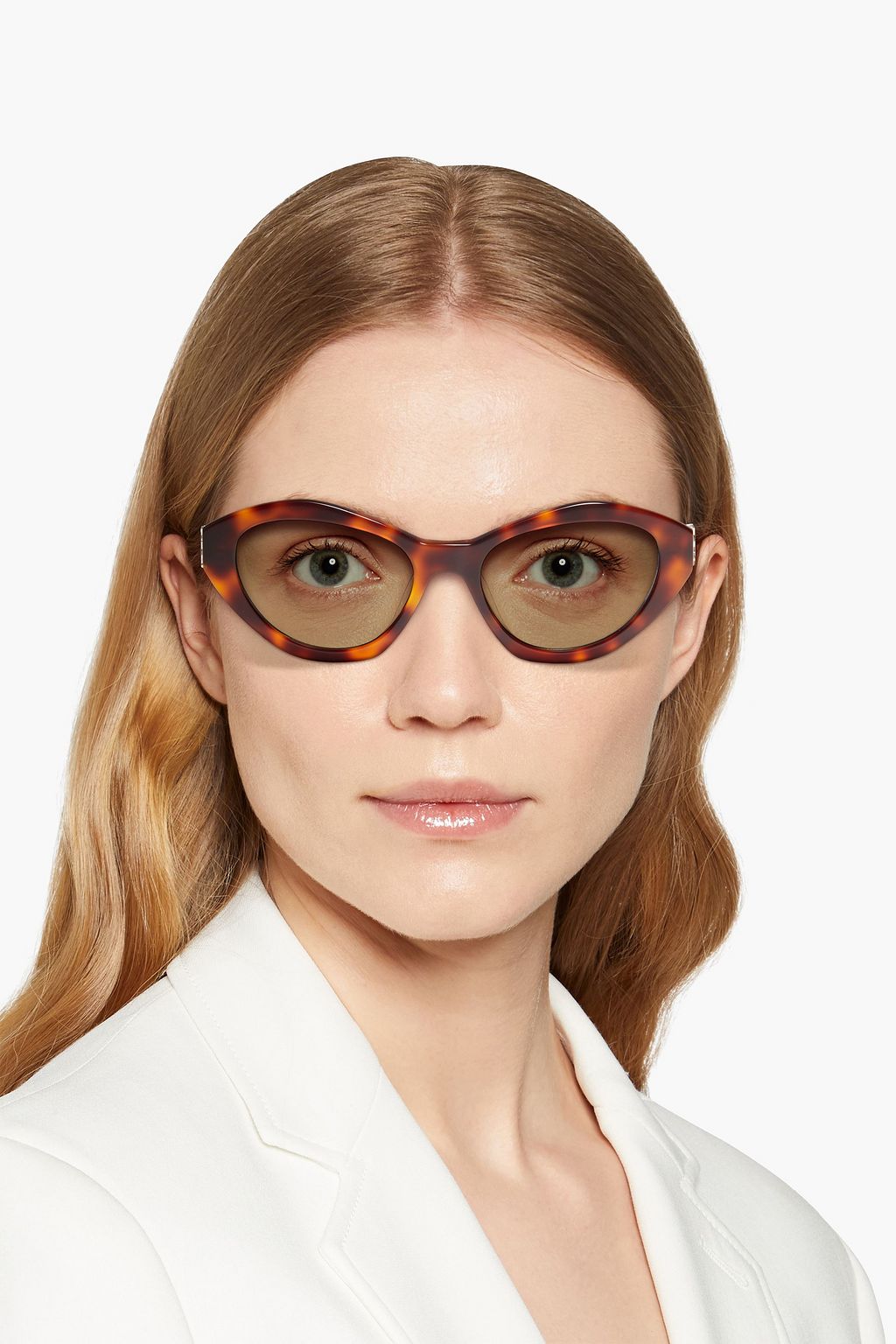 SAINT LAURENT Cat-eye tortoiseshell acetate sunglasses