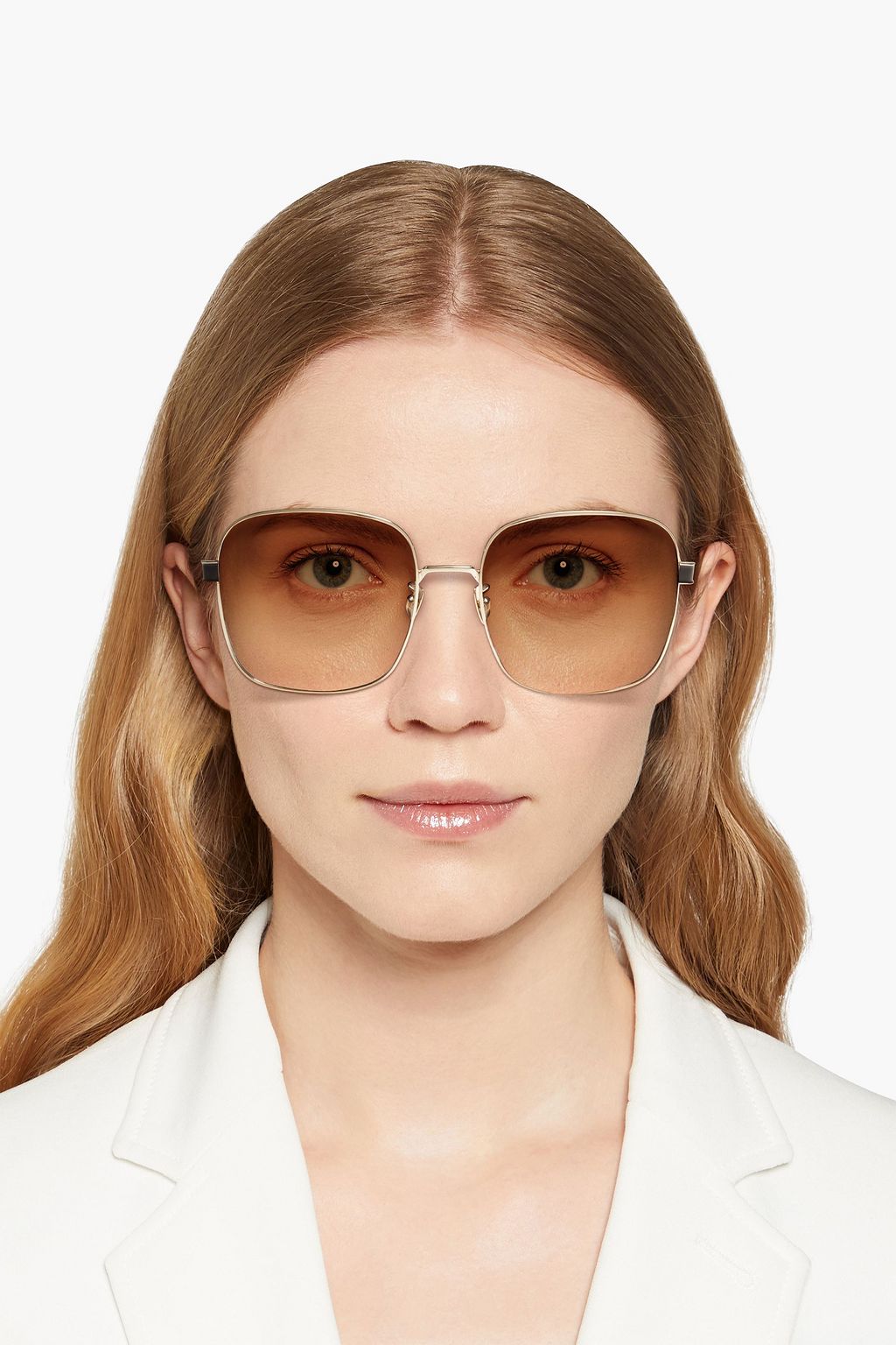 SAINT LAURENT Square-frame gold-tone sunglasses