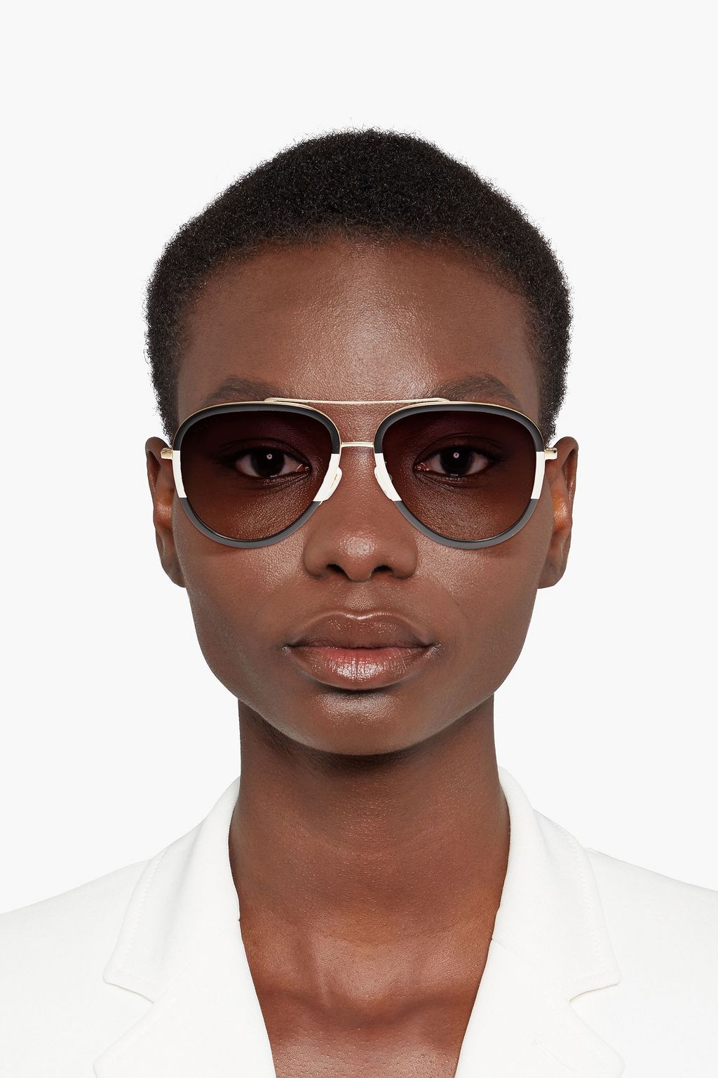 GUCCI 에비에이터 스타일 투톤 아세테이트 선글라스
