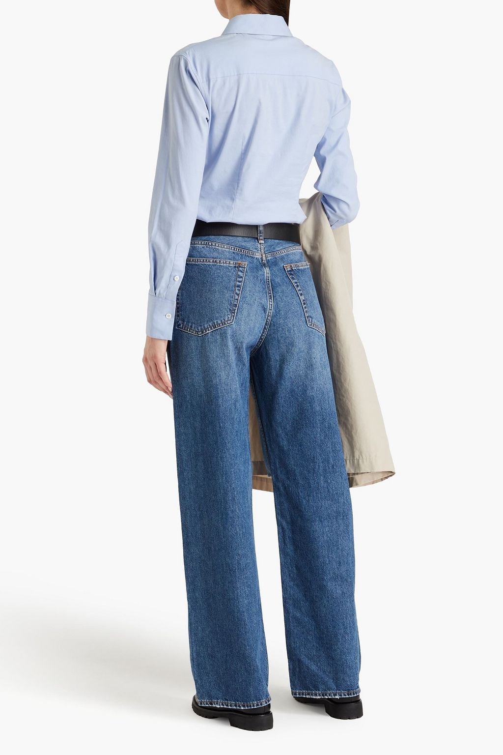RAG & BONE Logan distressed high-rise wide-leg jeans