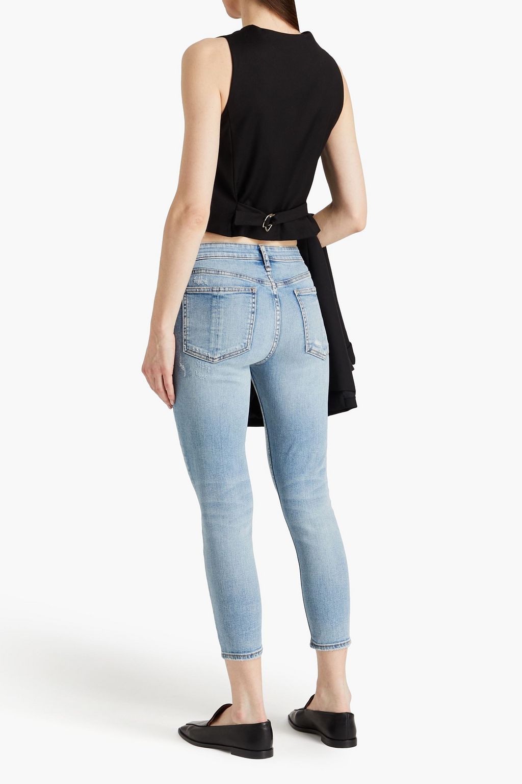 RAG & BONE جينز “كيت” قصير بأرجل ضيقة وخصر متوسط الارتفاع وبتأثير معتق