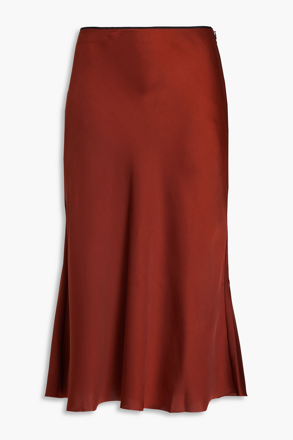 Rag & Bone Jaci Silk-satin Midi Skirt In Brick
