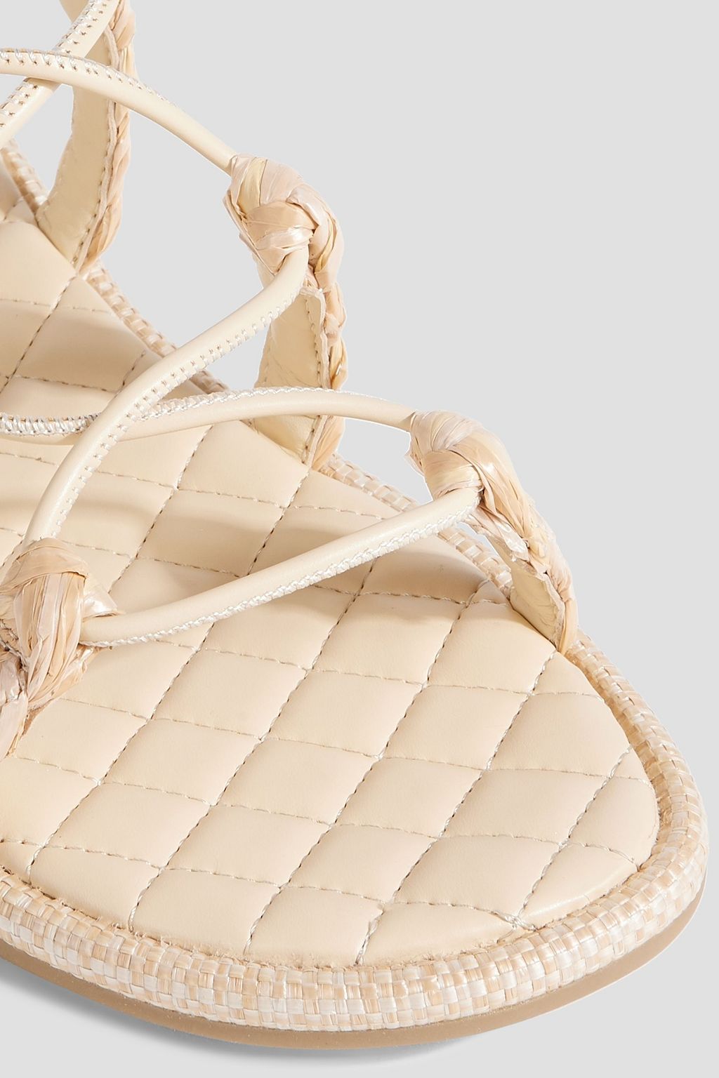 SAM EDELMAN Zariah leather-trimmed faux raffia sandals