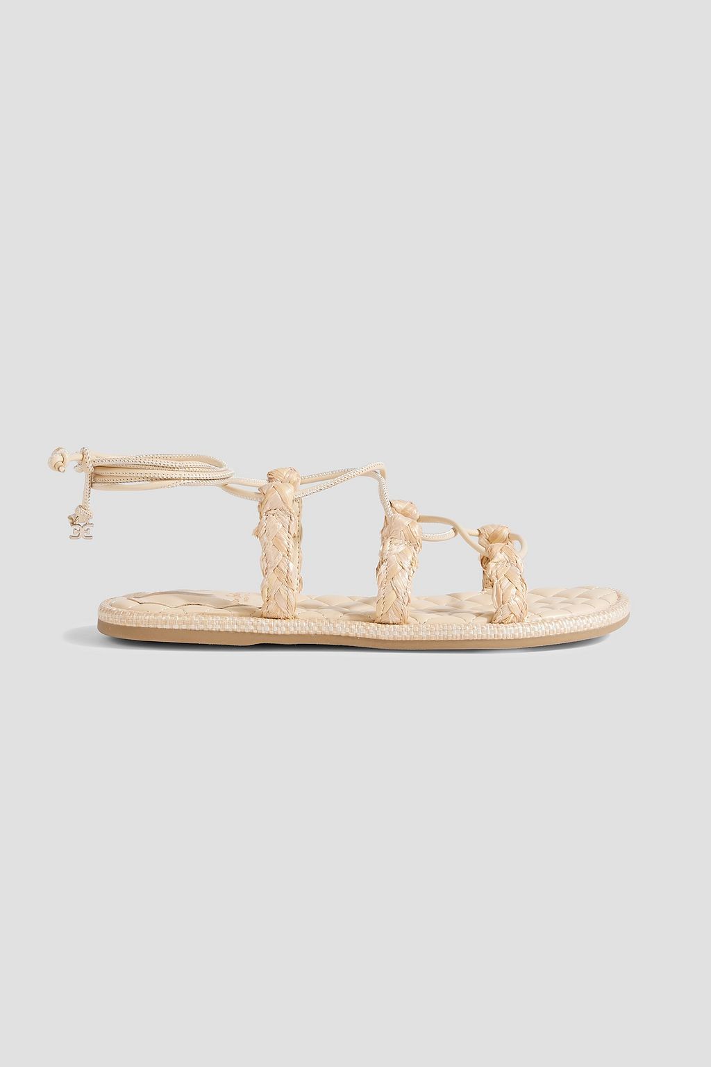 SAM EDELMAN Zariah leather trimmed faux raffia sandals THE OUTNET