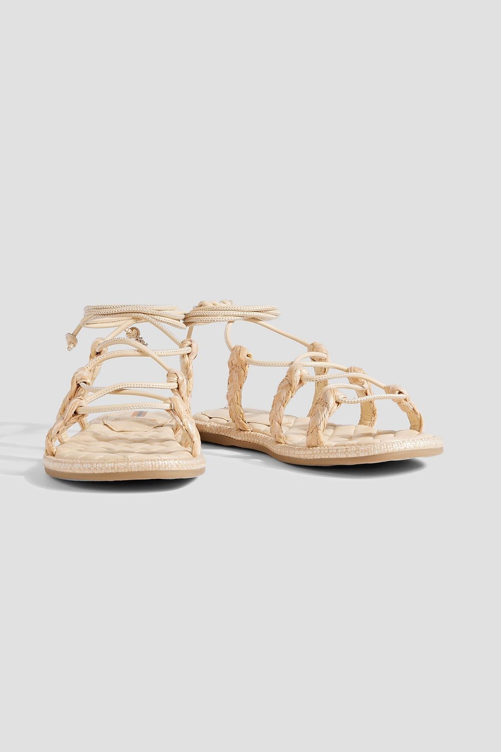 SAM EDELMAN Zariah leather-trimmed faux raffia sandals