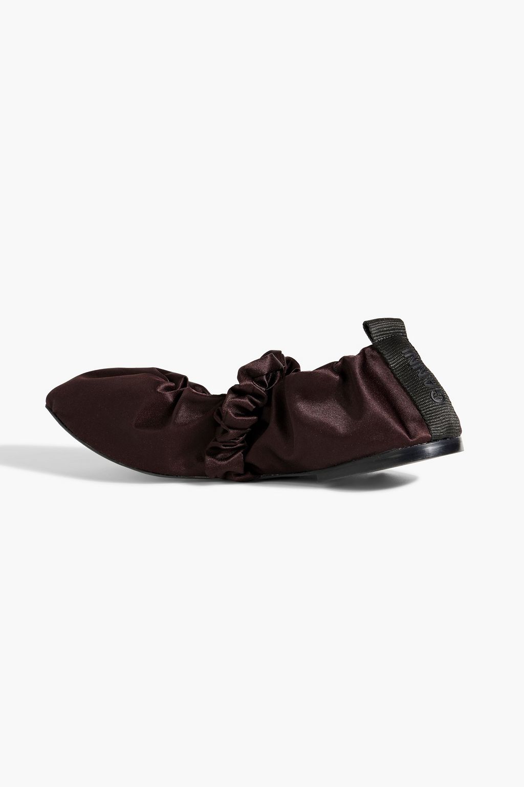 GANNI Ruched satin ballet flats