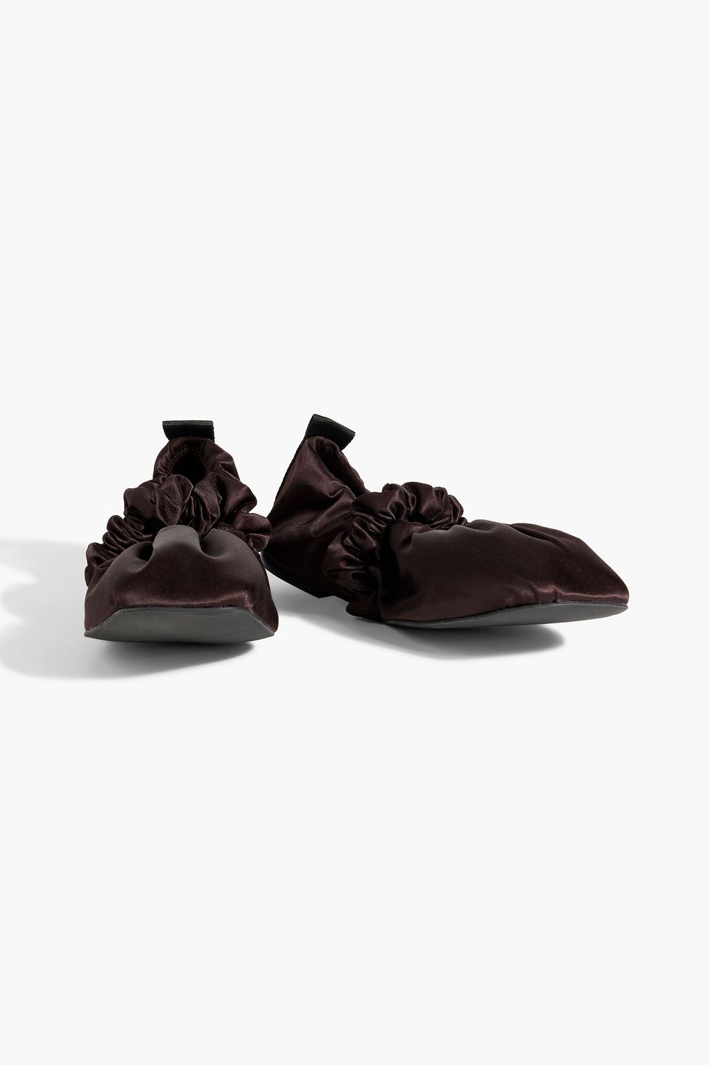 GANNI Ruched satin ballet flats