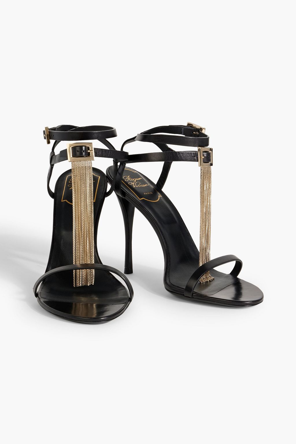 ROGER VIVIER Chain-embellished leather sandals