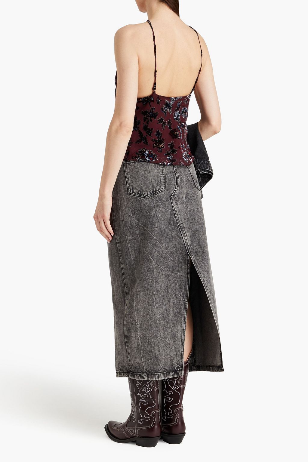 RAG & BONE بلوزة من قماش ديفوريه شيفون