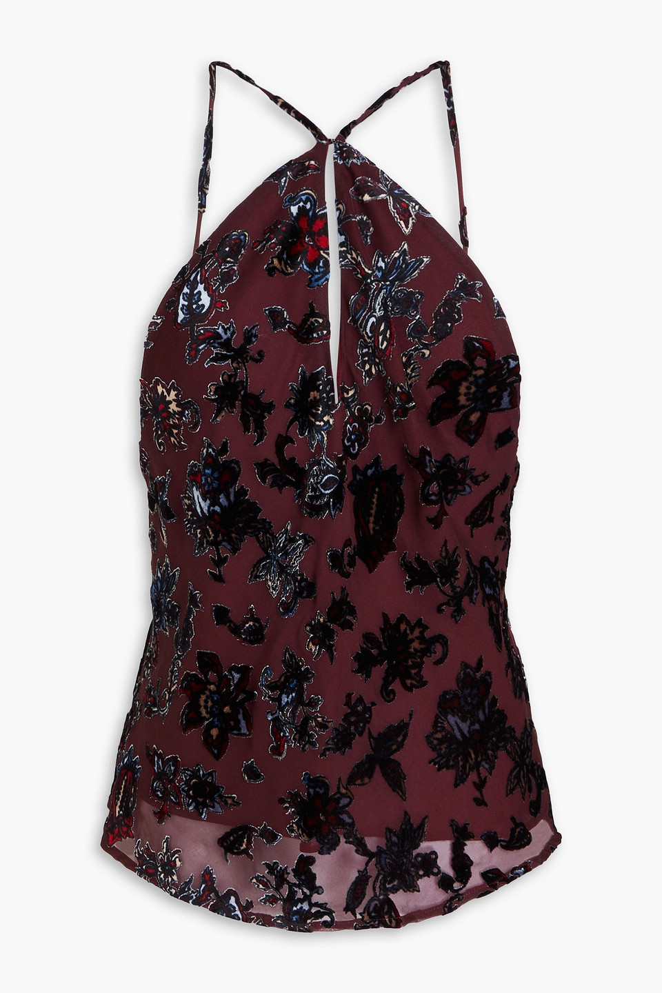 Rag & Bone Devoré-crepe Top In Burgundy