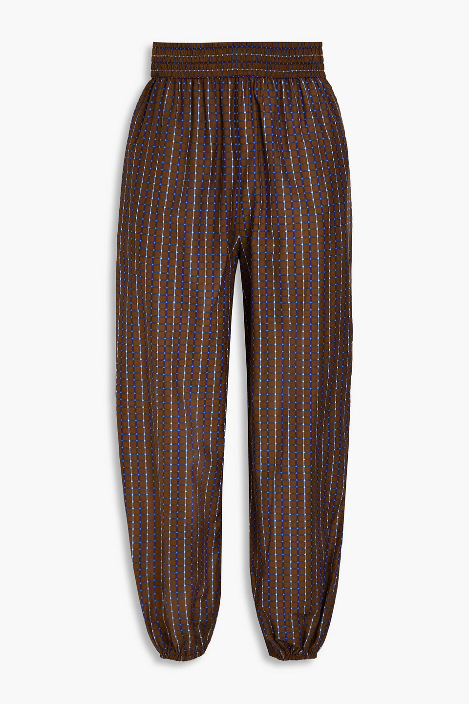 TORY BURCH PRINTED COTTON AND SILK-BLEND TAPERED PANTS