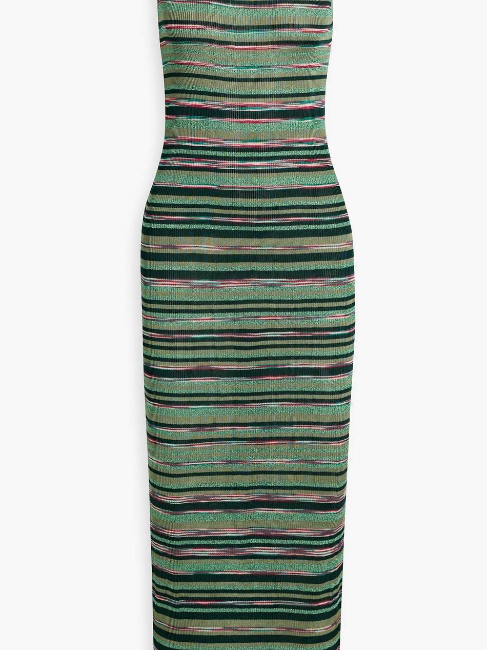 metallic space-dyed ribbed-knit midi dress