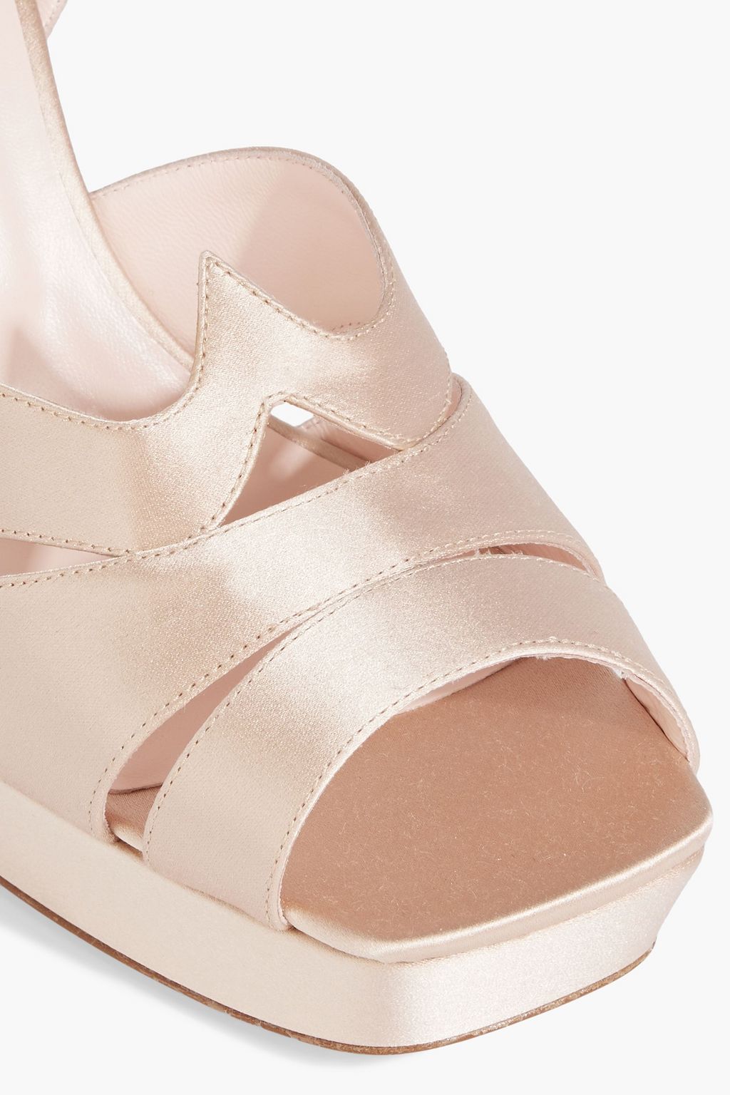 ROGER VIVIER Crystal-embellished satin platform sandals