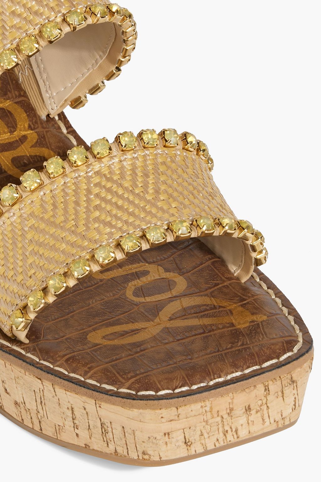 SAM EDELMAN Angelina embellished woven wedge sandals