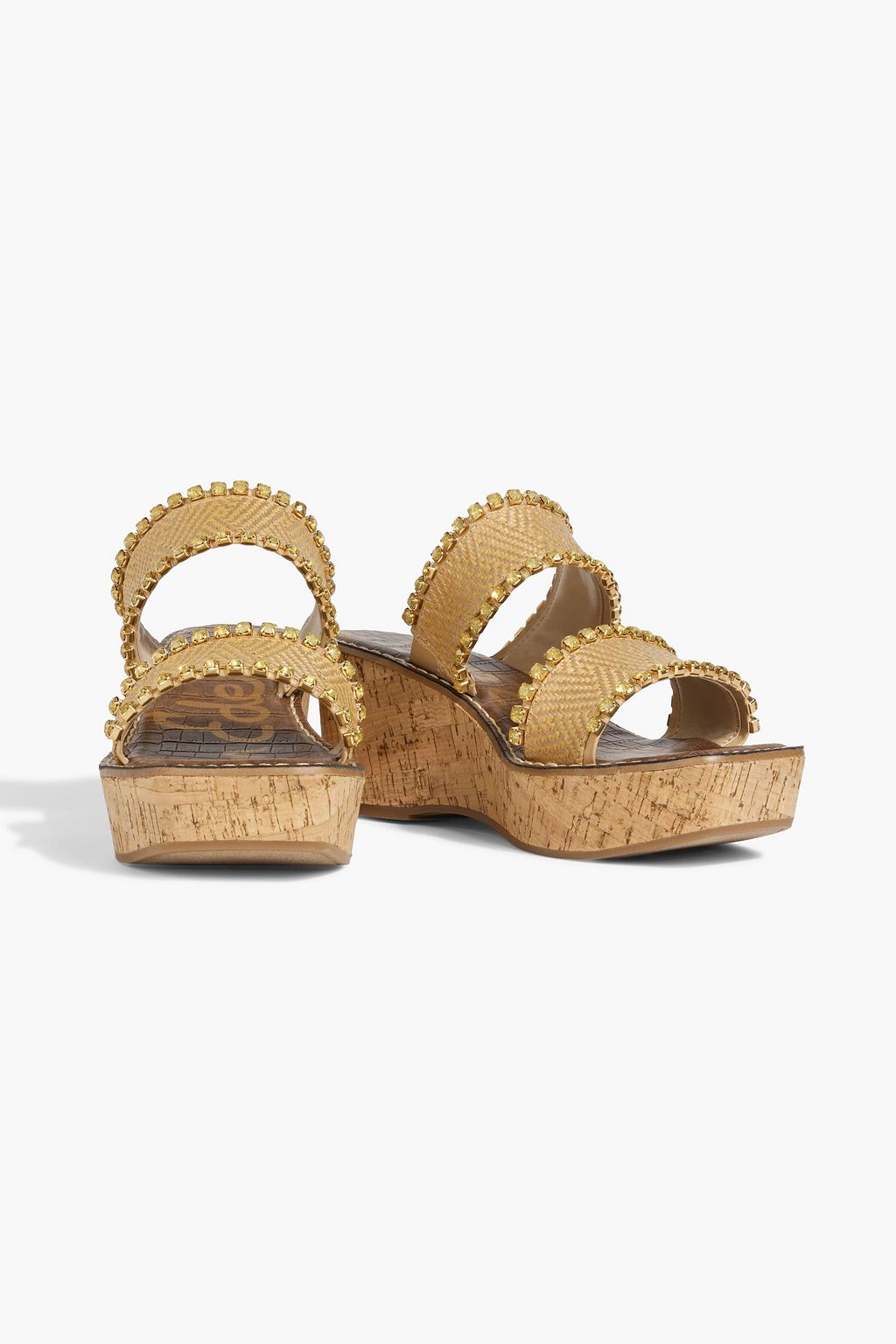 SAM EDELMAN Angelina embellished woven wedge sandals