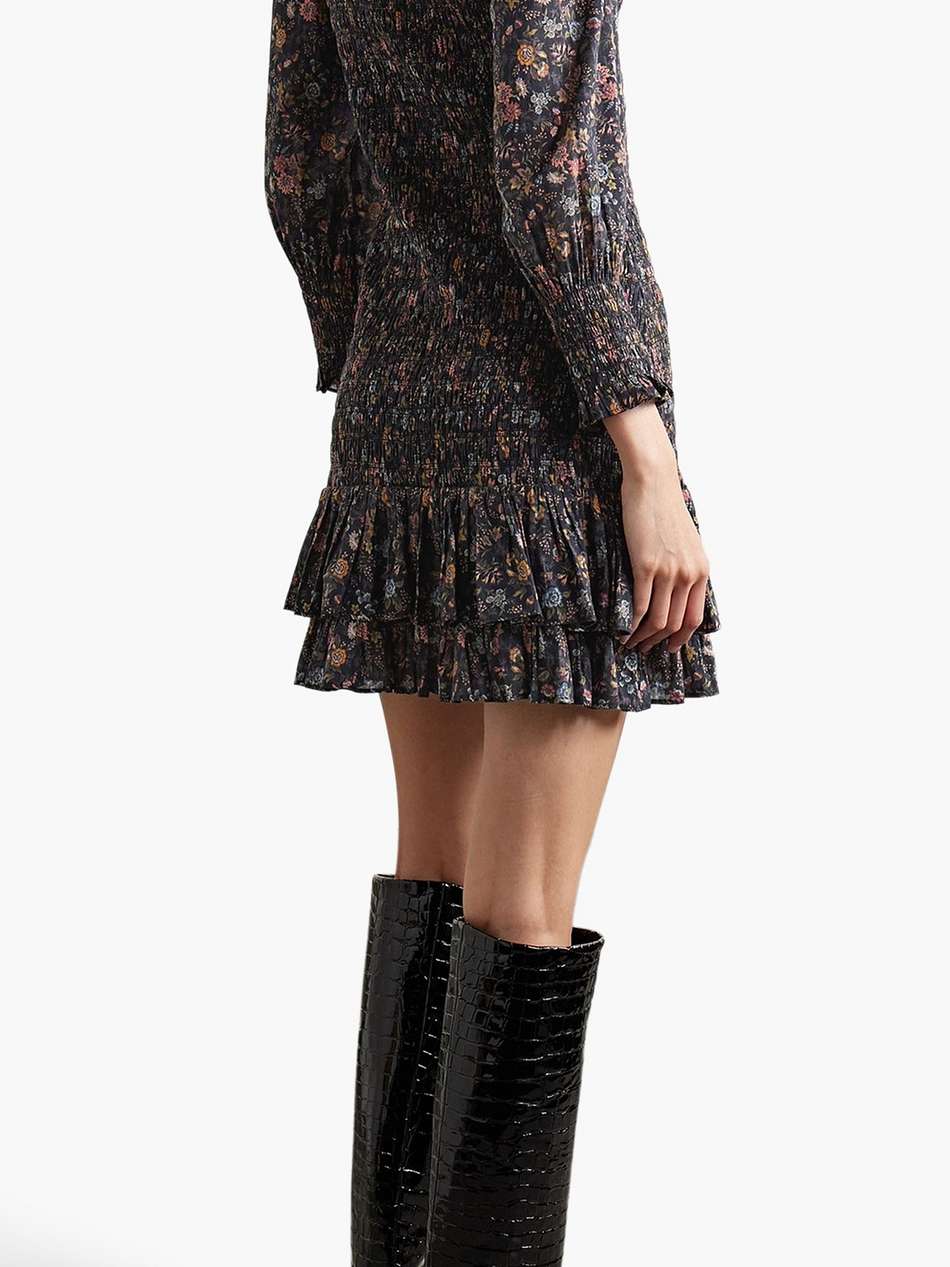 farha shirred floral-print cotton-voile mini dress