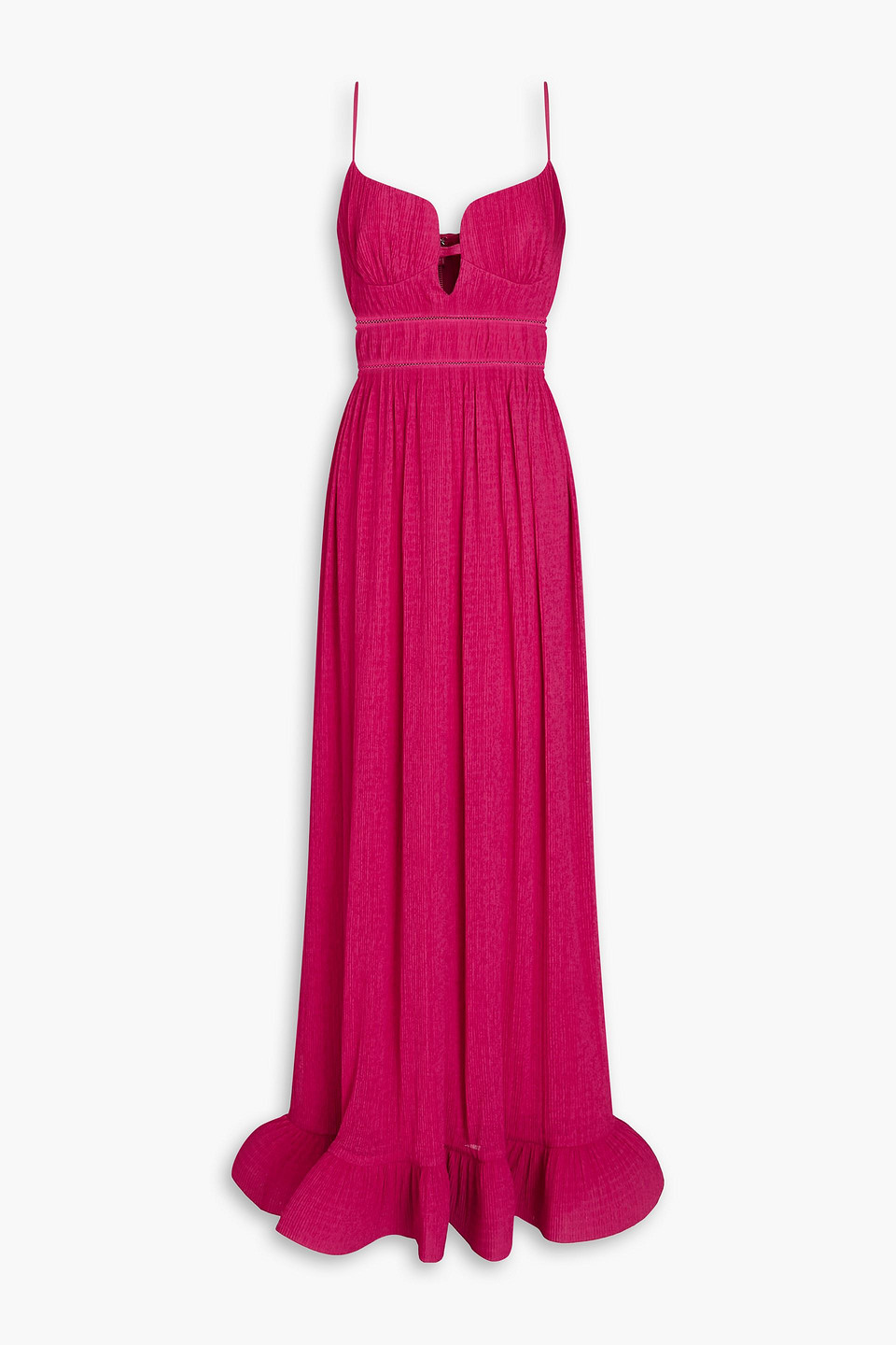 Shop Simkhai Maude Plissé-jersey Maxi Dress In Fuchsia