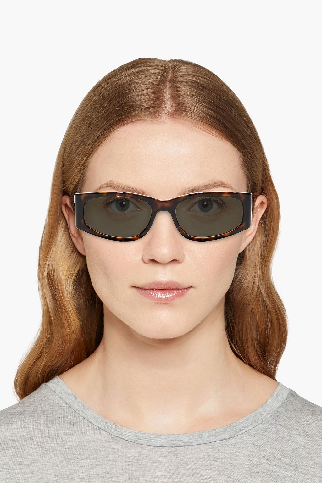 SAINT LAURENT Square-frame tortoiseshell-print acetate sunglasses