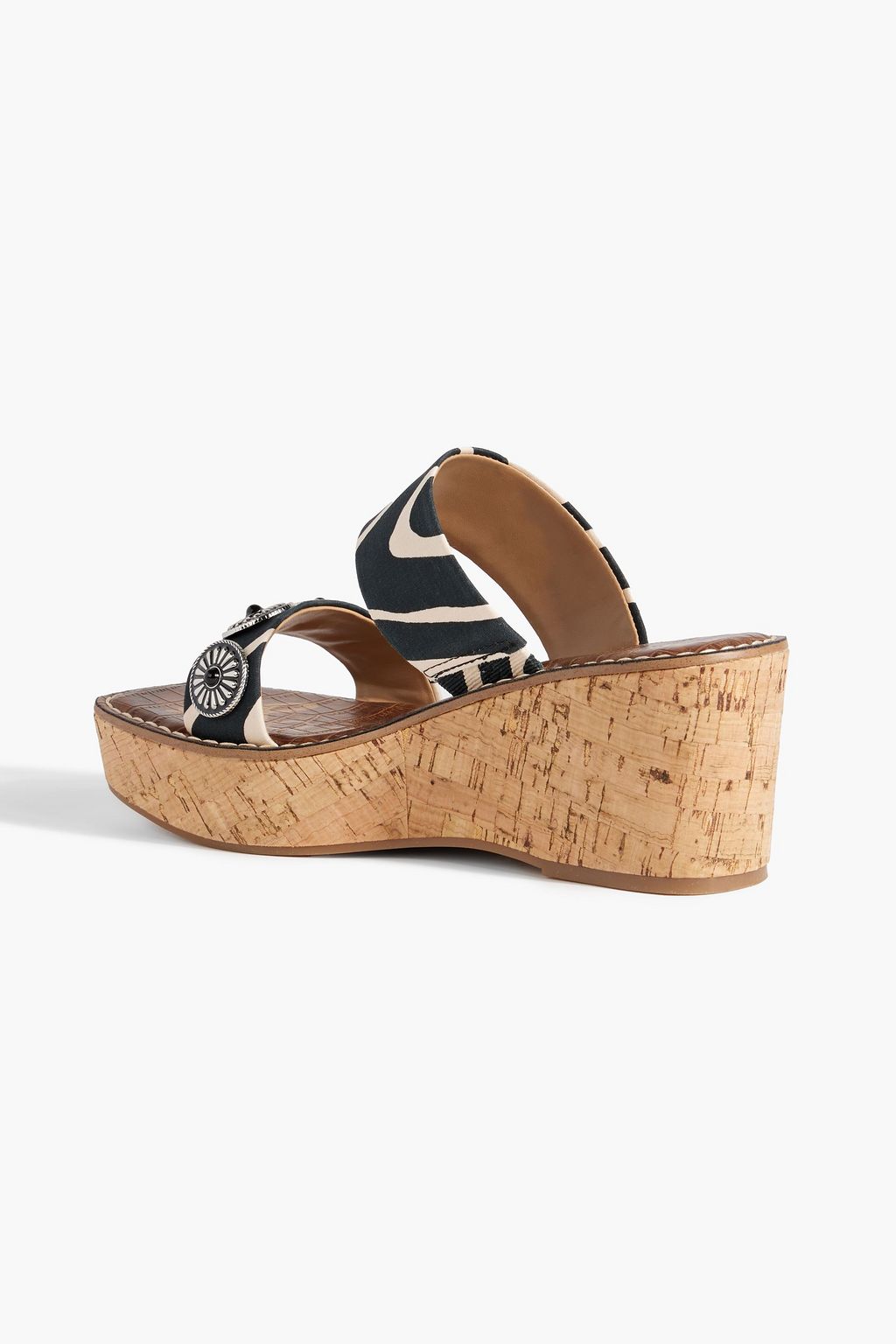 SAM EDELMAN Abril embellished printed linen wedge mules