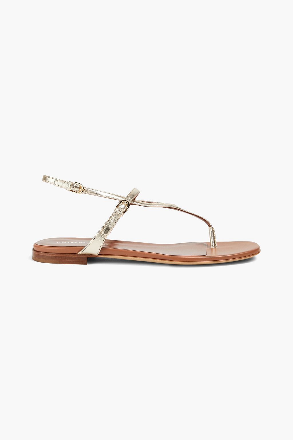 Metallic leather slingback sandals