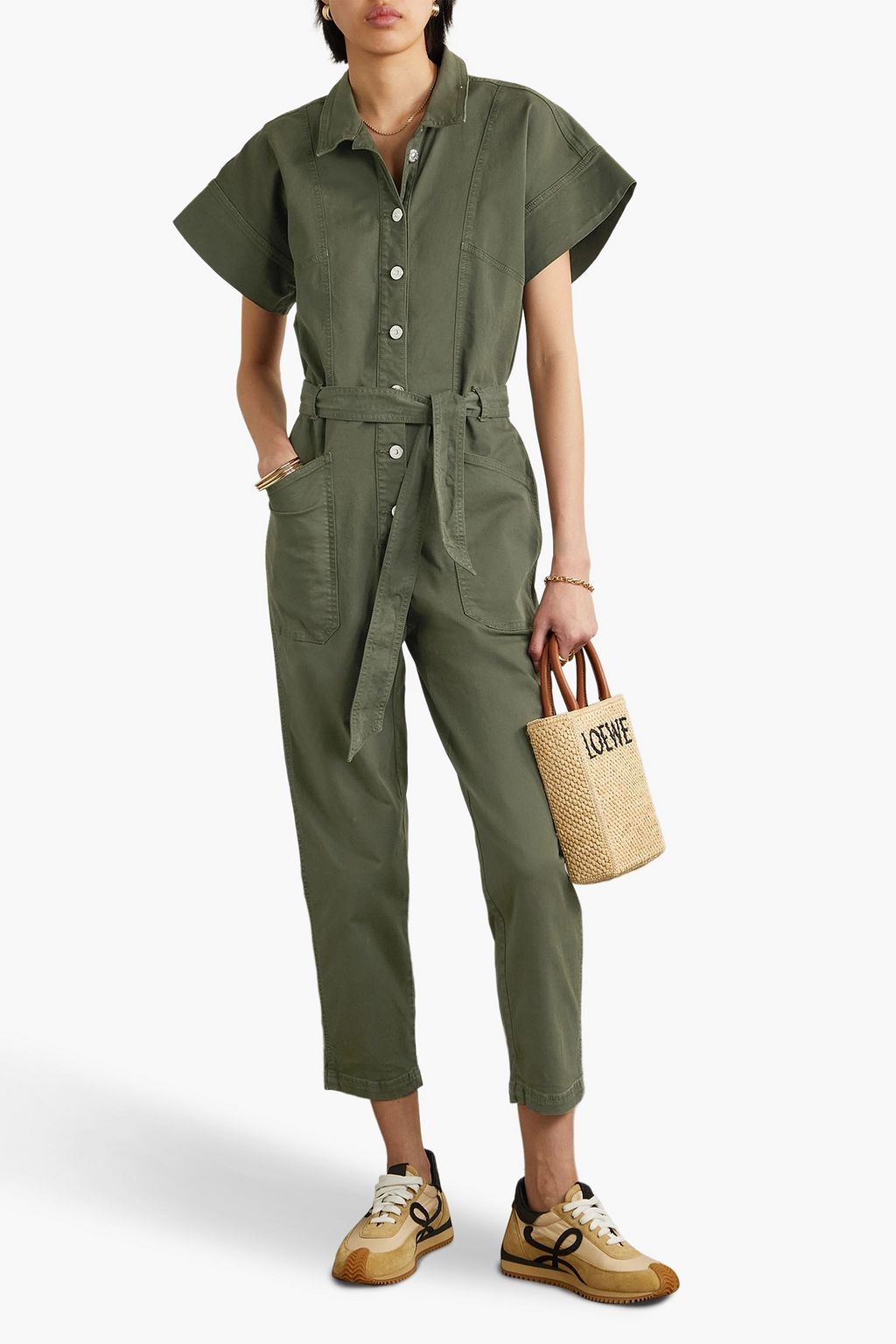 VERONICA BEARD Cropped cotton-blend twill jumpsuit