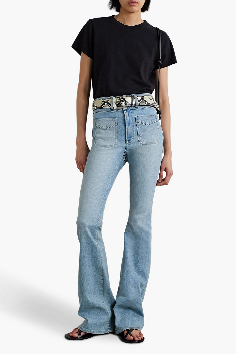 Shop Veronica Beard Beverly High-rise Flared Jeans In Light Denim