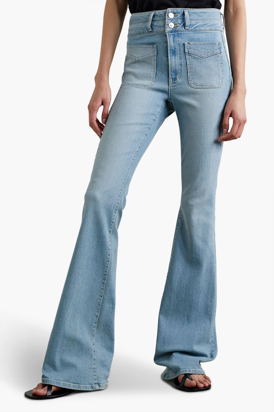 Shop Veronica Beard Beverly High-rise Flared Jeans In Light Denim