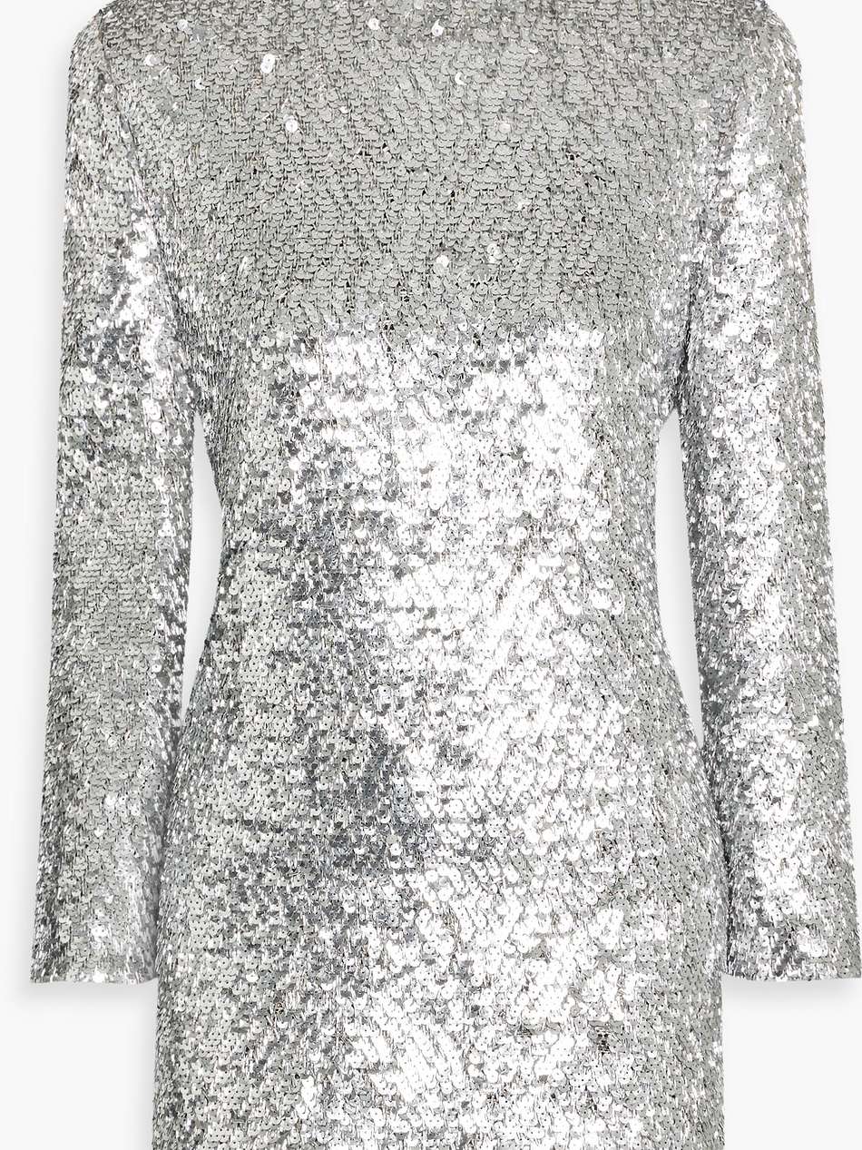 elsa sequined tulle turtleneck mini dress