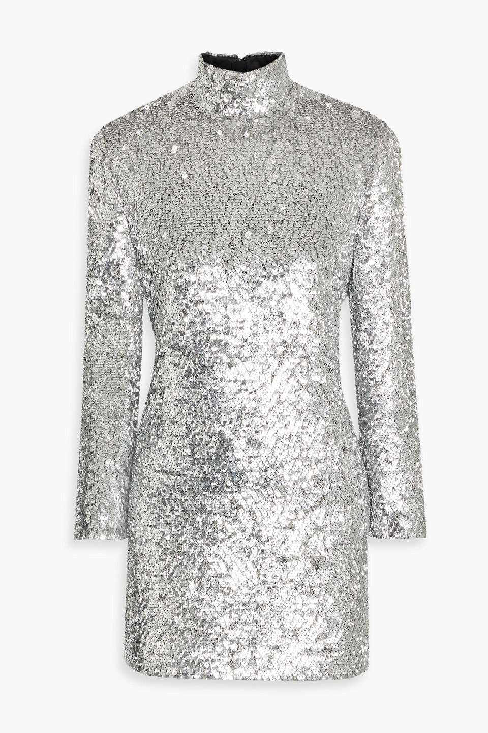 Elsa sequined tulle turtleneck mini dress