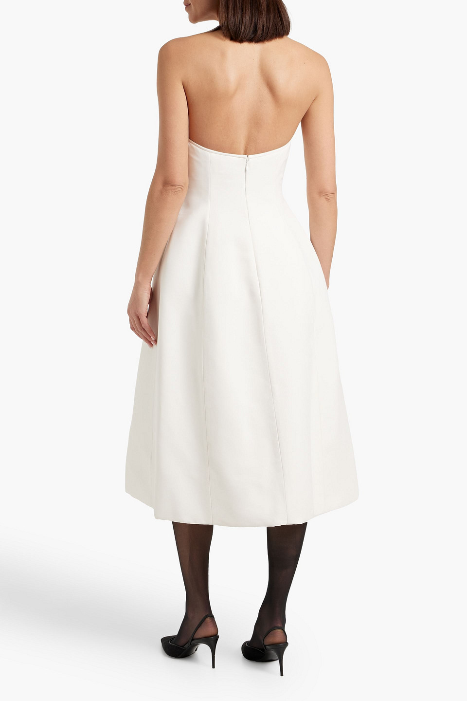 Khaite Blume Strapless Twill Midi Dress In White