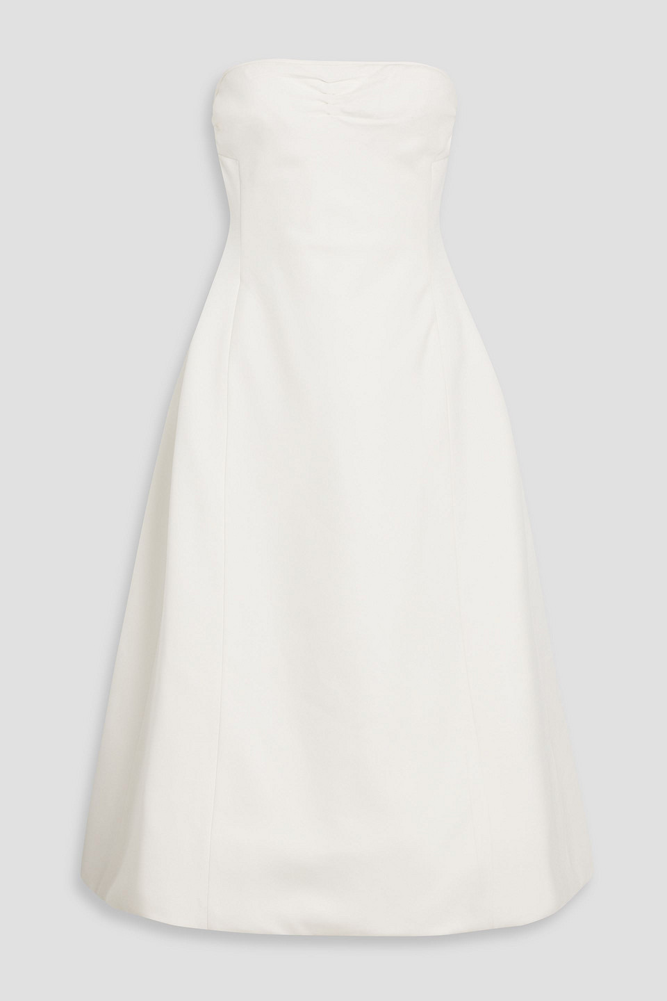 Khaite Blume Strapless Twill Midi Dress In White