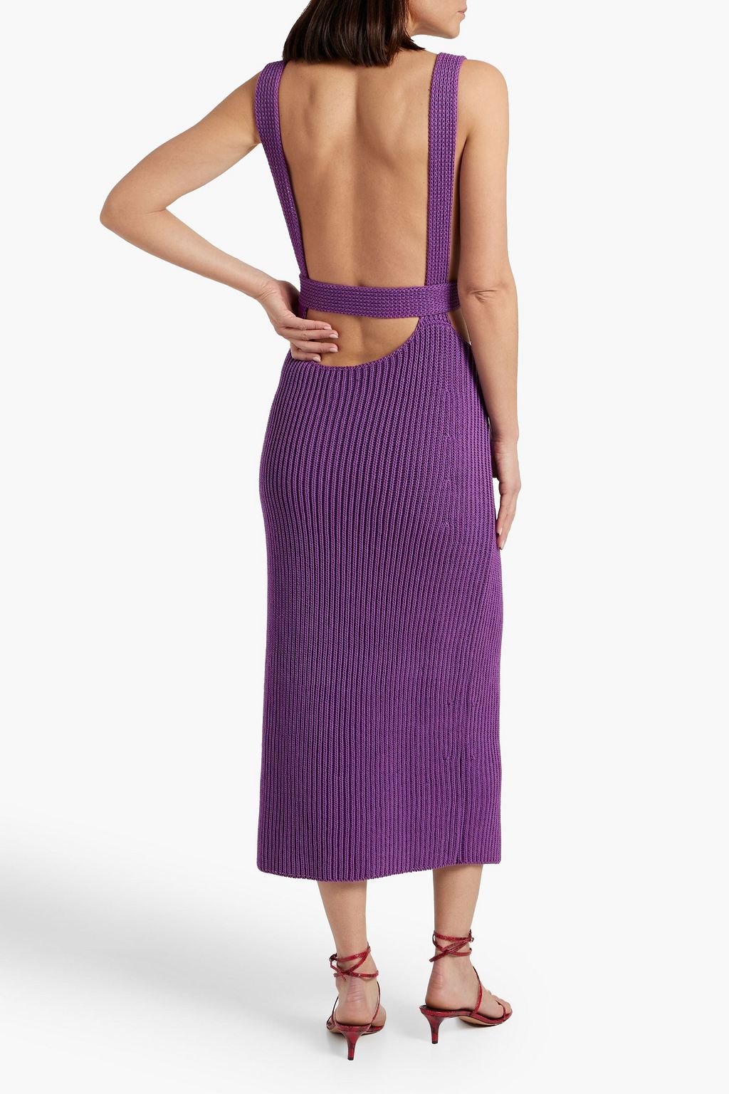 KHAITE Alessia cutout ribbed cotton-blend midi dress