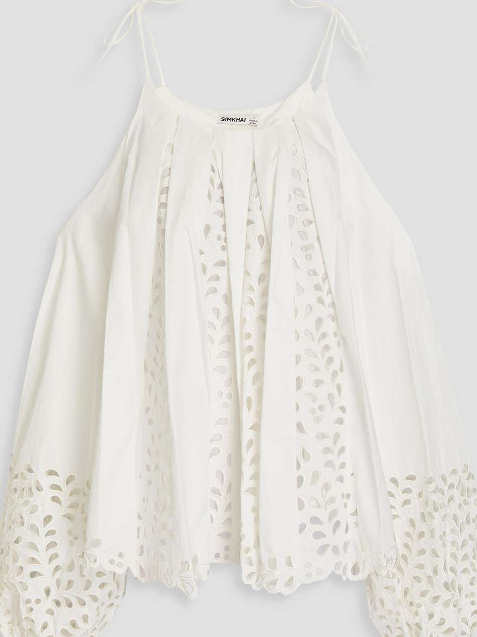 salma cold-shoulder broderie anglaise cotton top