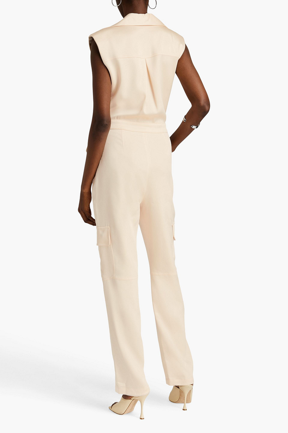 Shop Simkhai Haisley Belted Satin-crepe Jumpsuit In Blush