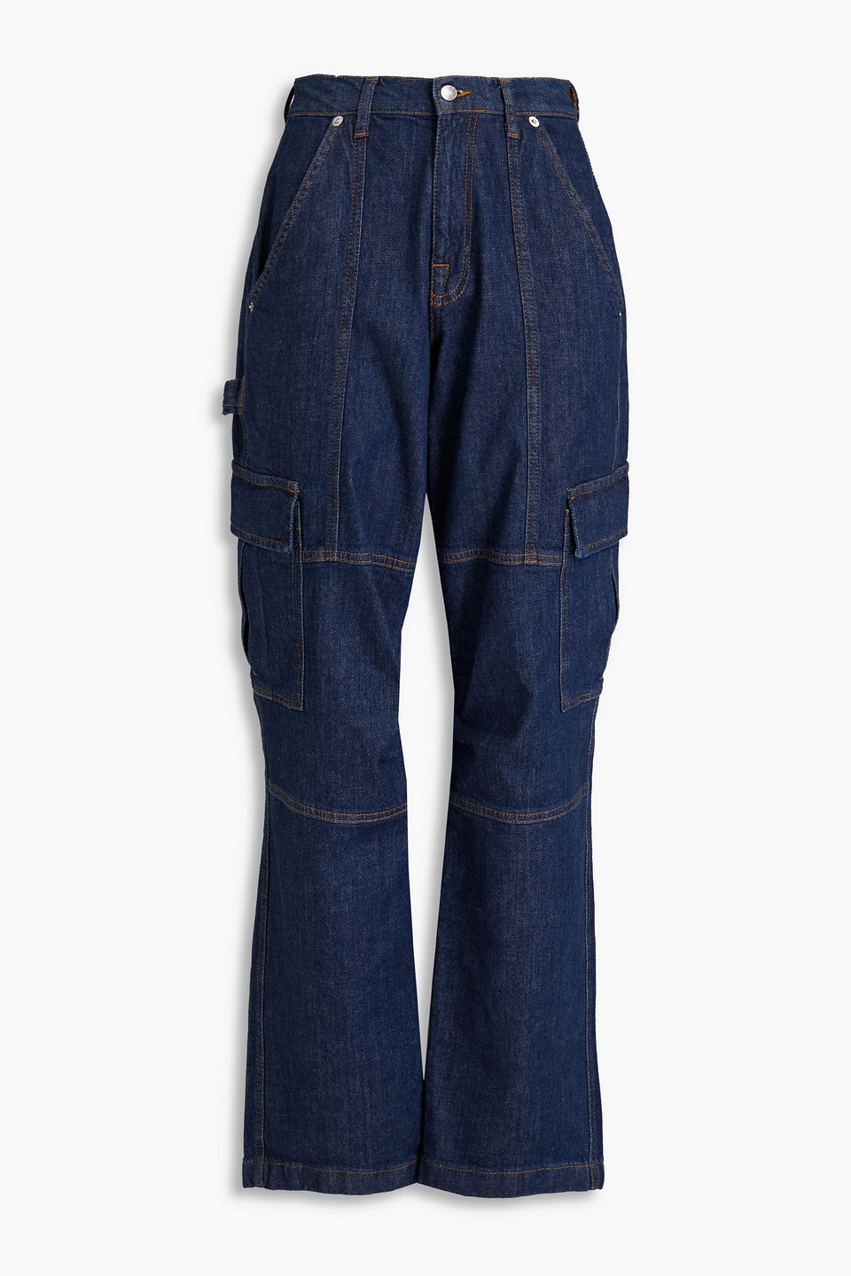 Simkhai Axelle High-rise Straight-leg Cargo Jeans In Dark Denim