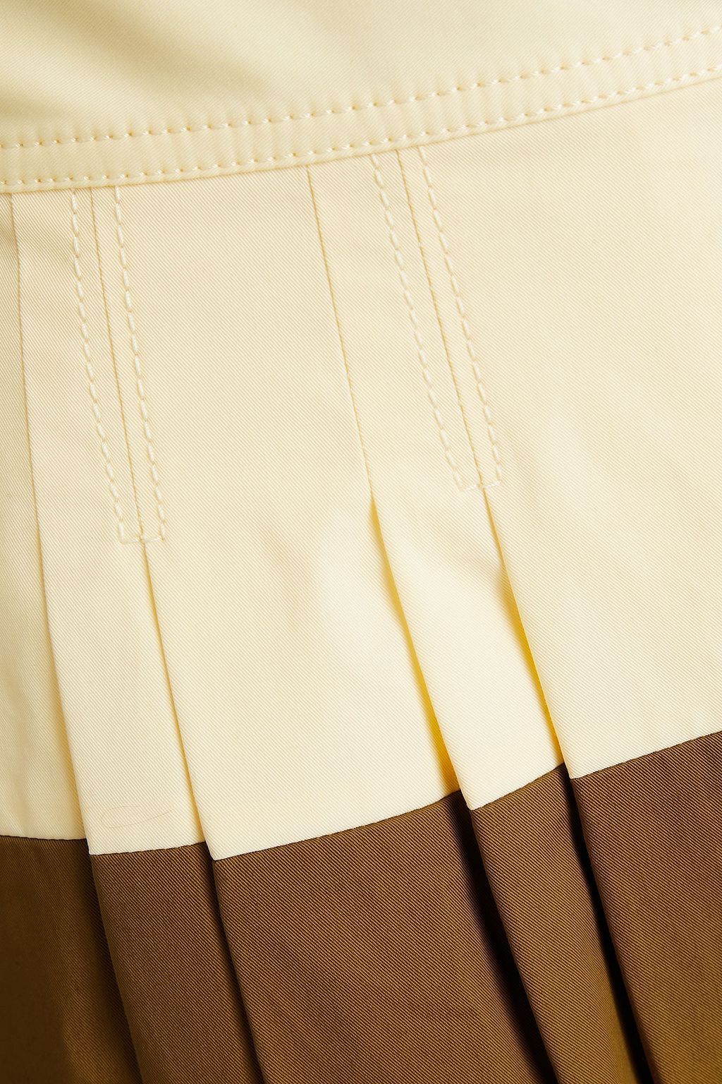 TORY BURCH Zweifarbiger Midirock aus Baumwoll-Twill mit Falten