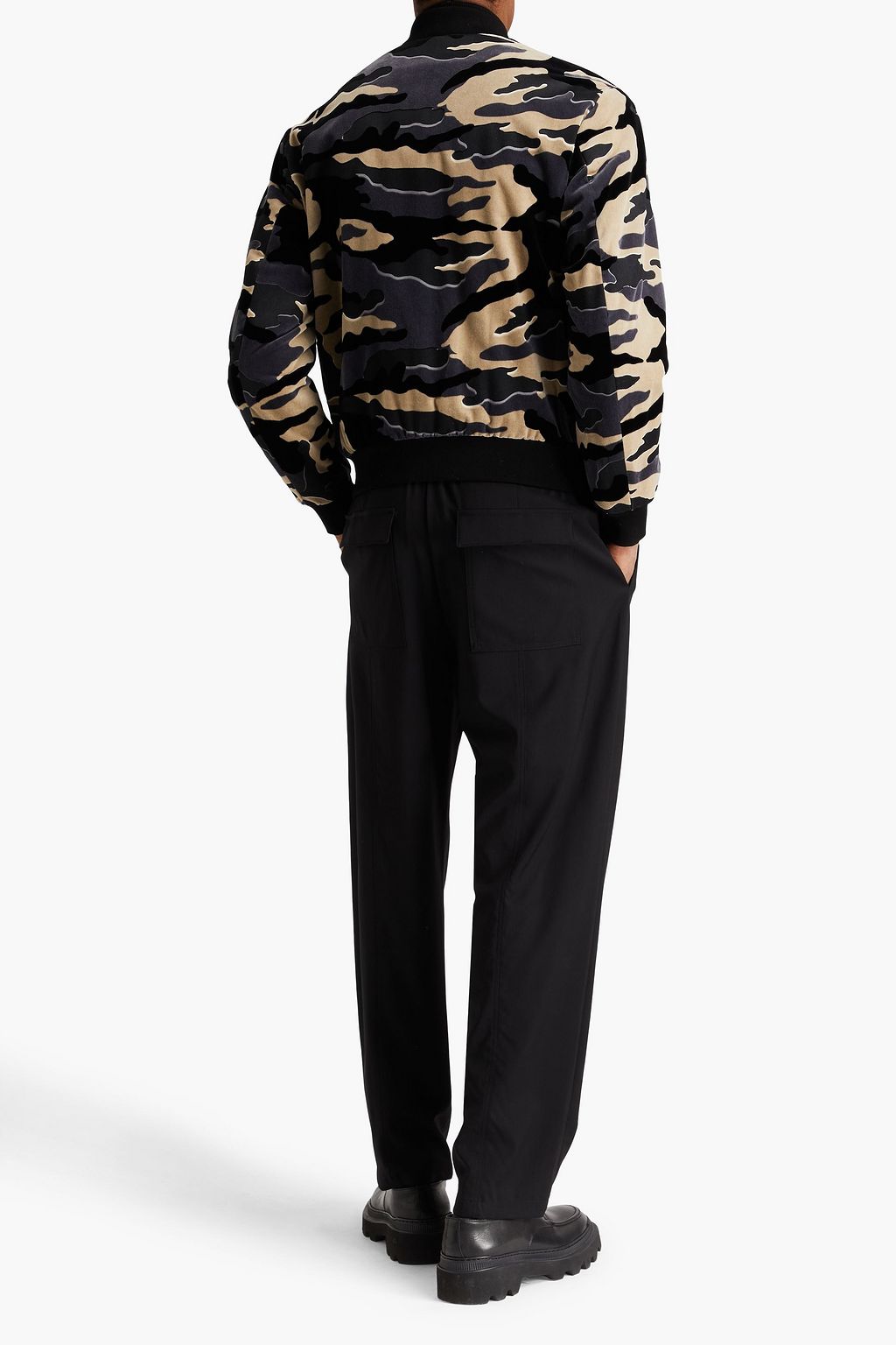 EMPORIO ARMANI Camouflage-print cotton-velvet bomber jacket