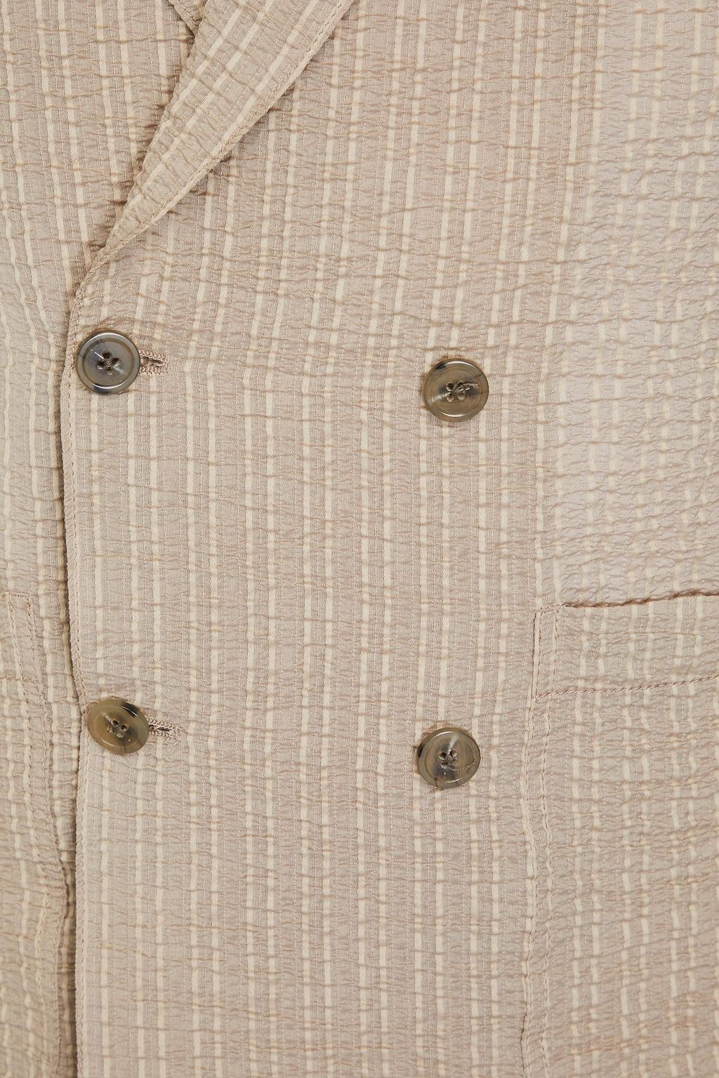 EMPORIO ARMANI Double-breasted cotton-blend seersucker blazer