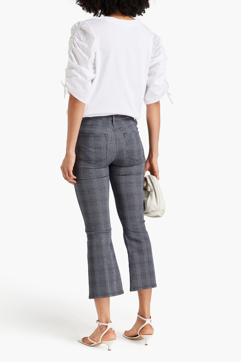 FRAME Checked cotton-blend twill bootcut pants