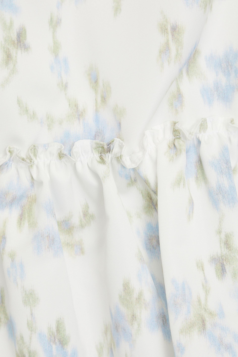 Simone Rocha Buckle-detailed Floral-print Grosgrain Midi Skirt In Light Blue
