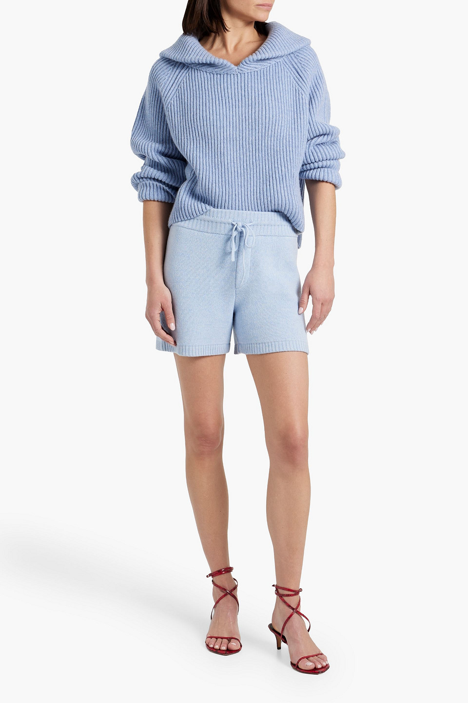 Khaite Kev Cashmere-blend Shorts In Light Blue