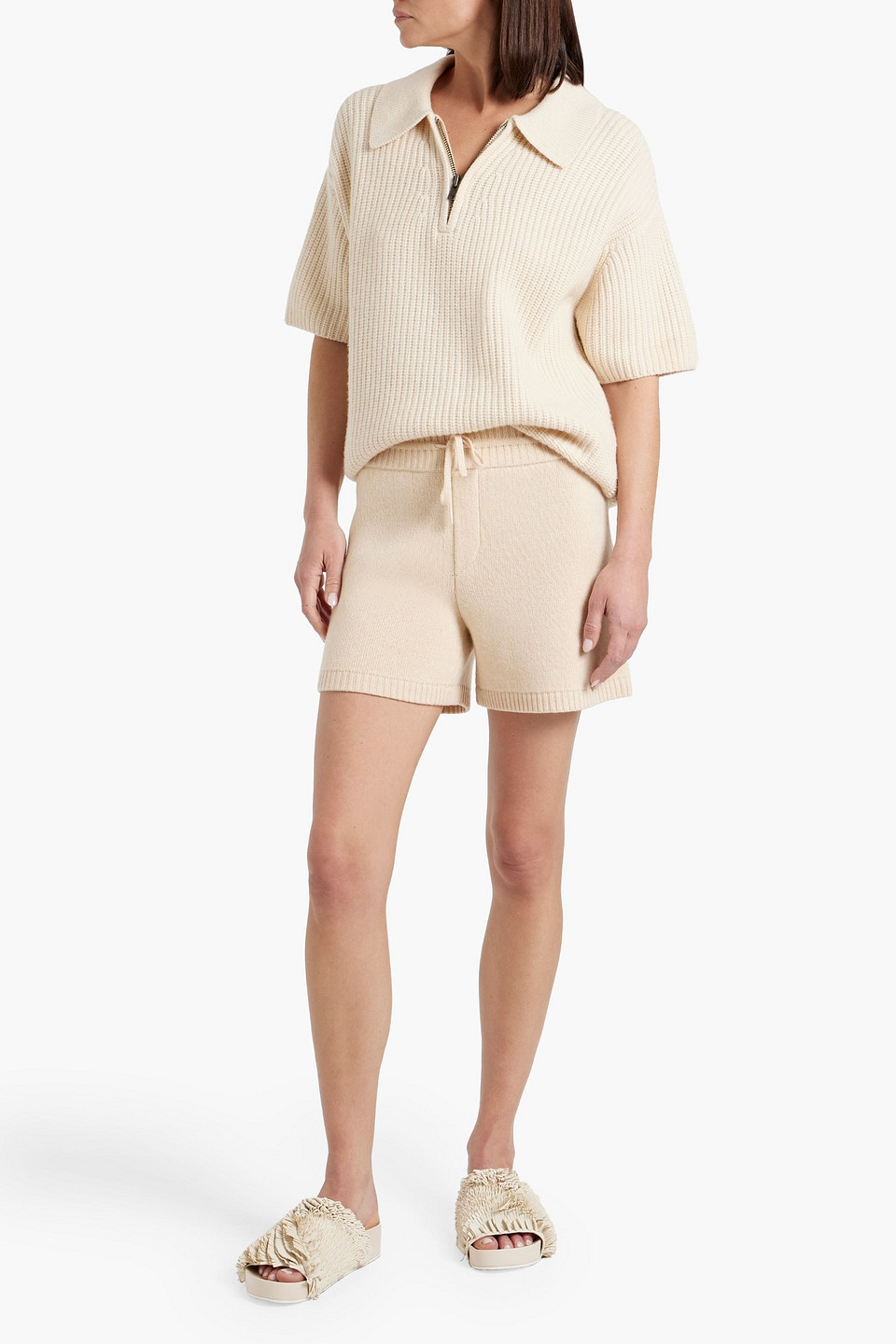 Shop Khaite Kev Cashmere-blend Shorts In Beige