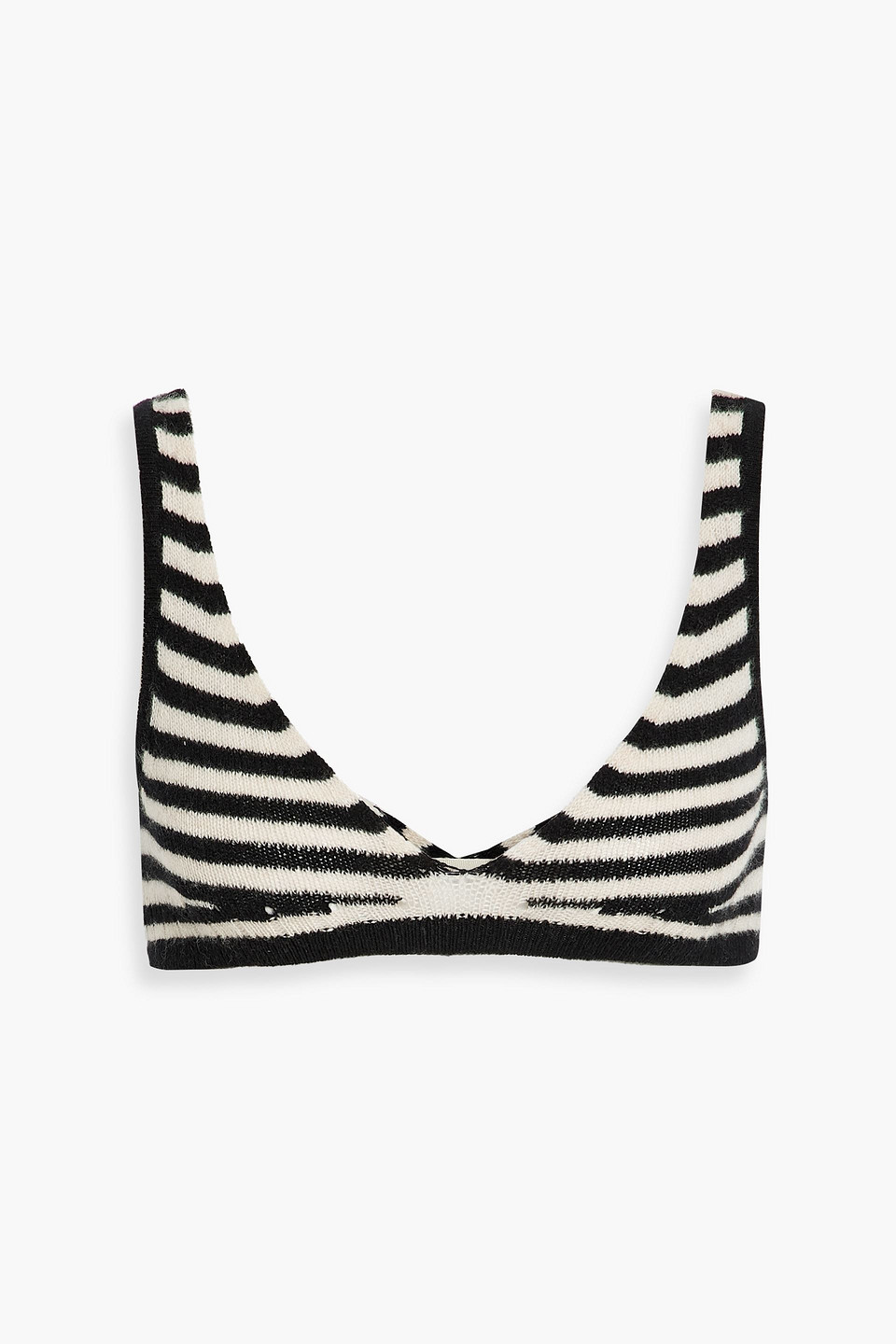 Khaite Umbra Striped Cashmere Bra Top In Black