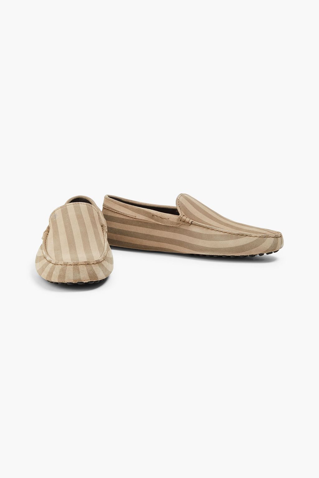 TOD'S Striped suede driving shoes