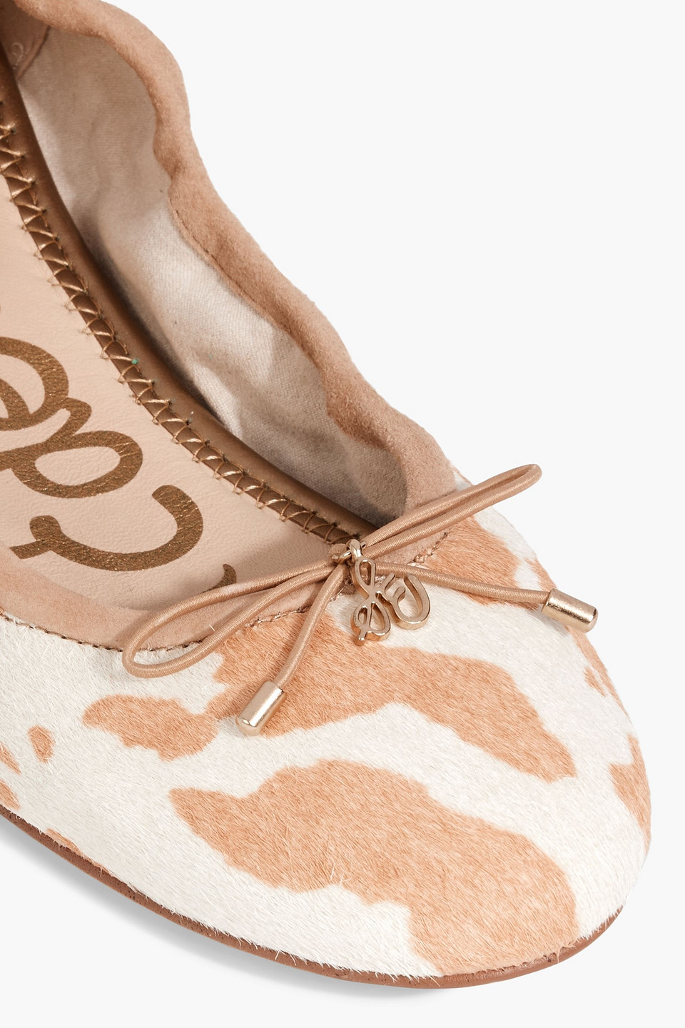 Shop Sam Edelman Felicia Printed Calf Hair Ballet Flats In Sand