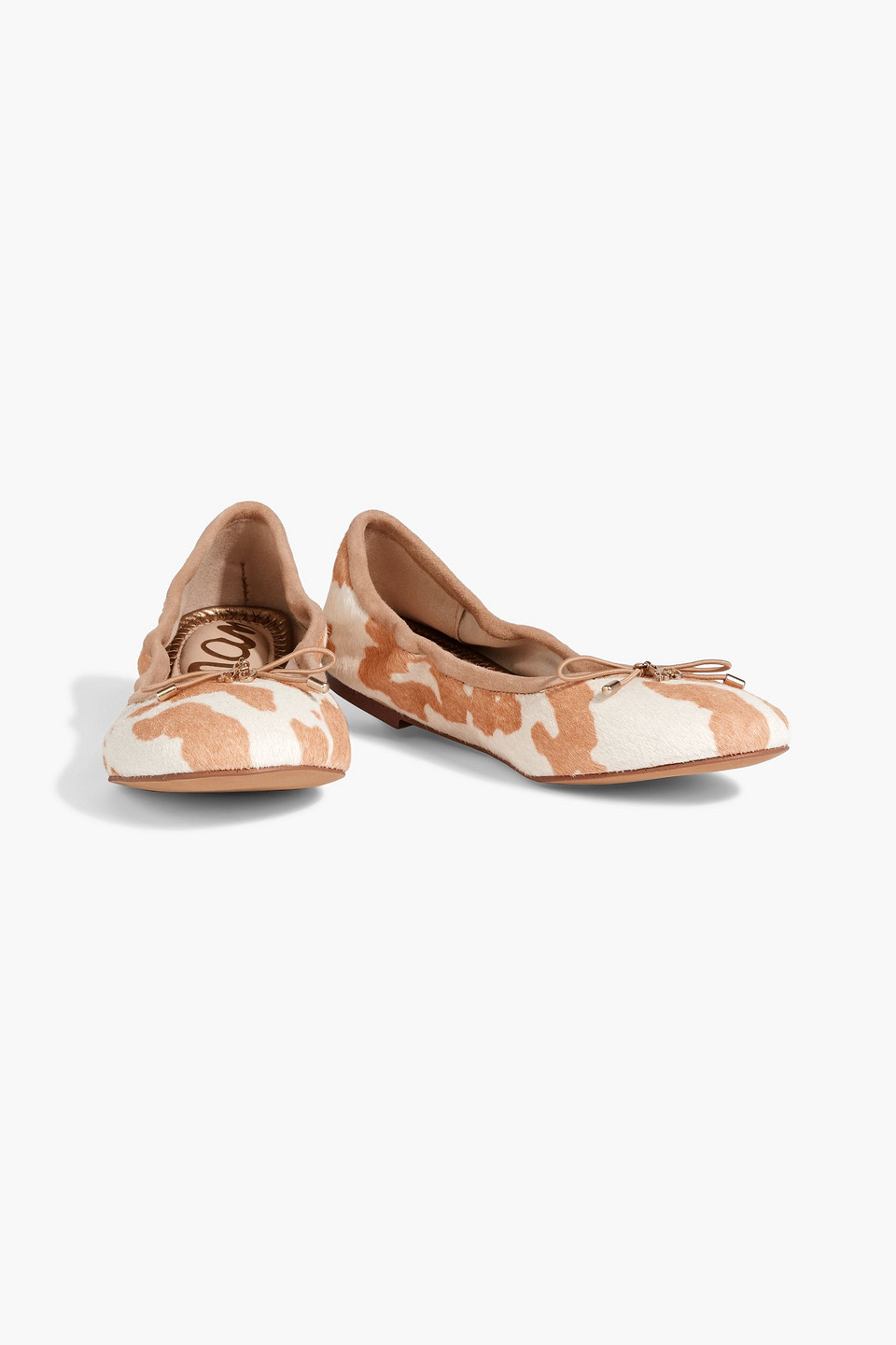 Shop Sam Edelman Felicia Printed Calf Hair Ballet Flats In Sand