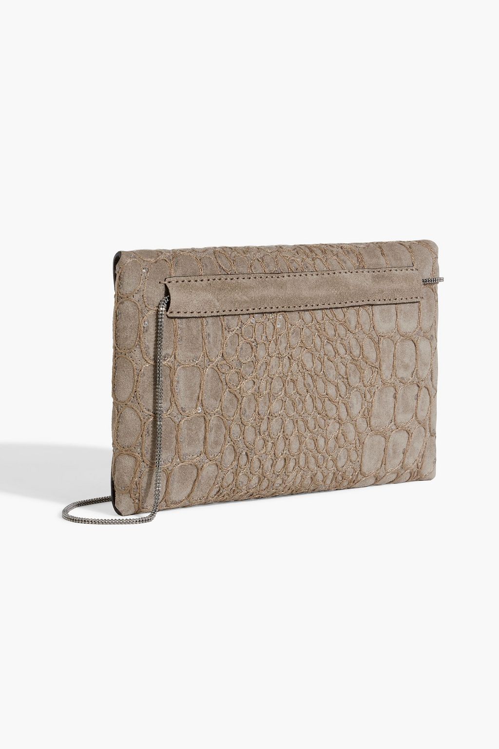BRUNELLO CUCINELLI Embellished suede envelope clutch