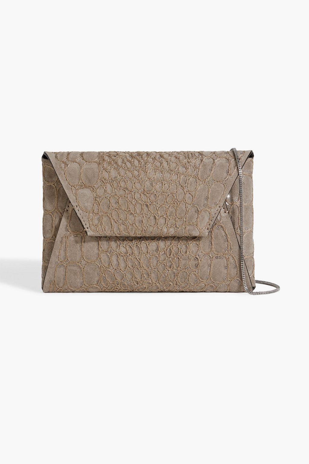 Embellished suede envelope clutch taupe One Size