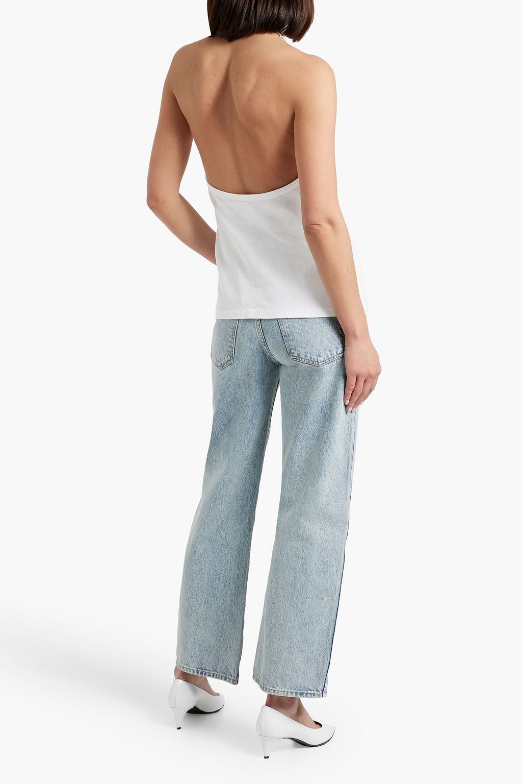 KHAITE Misty cotton-jersey halterneck top