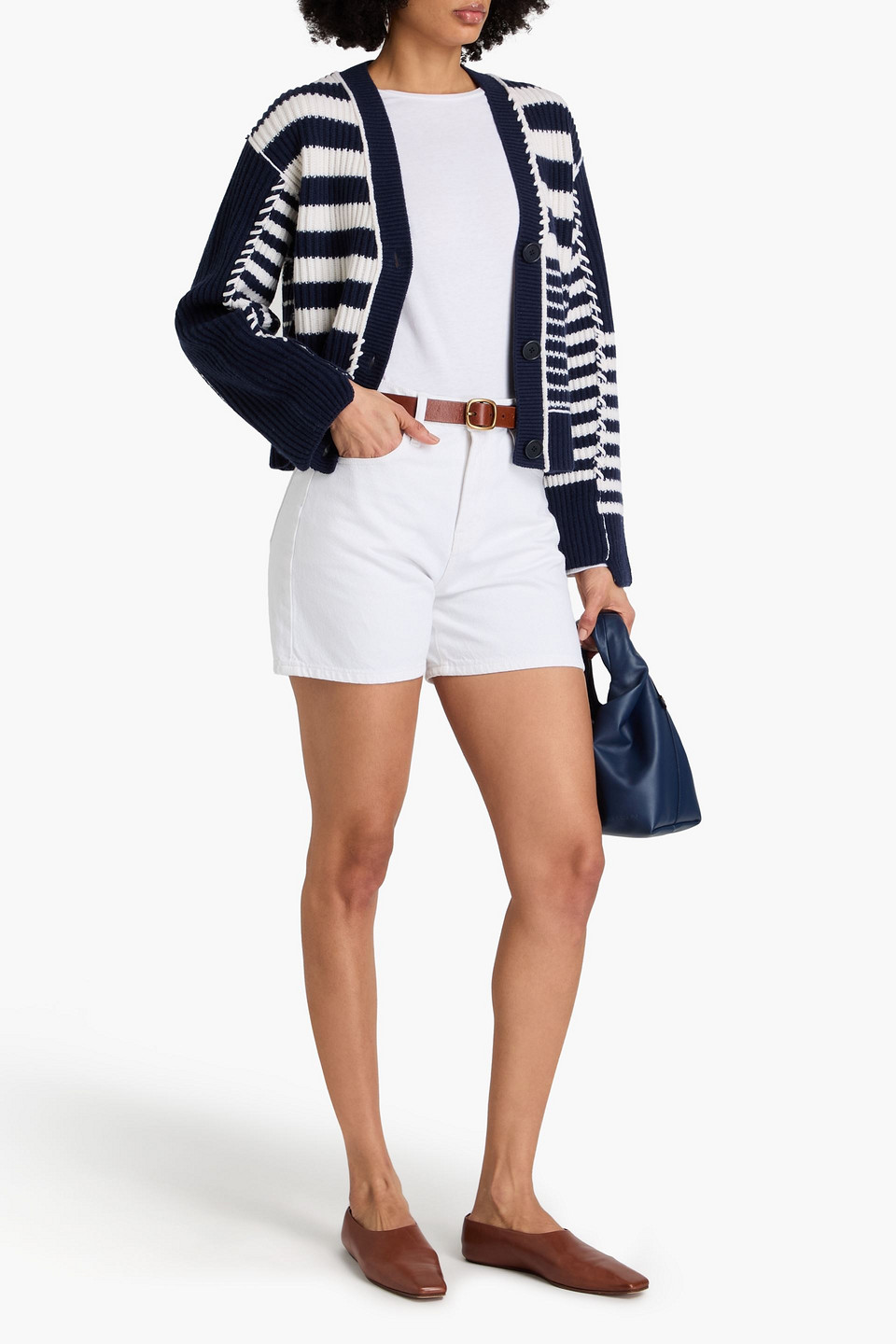 Shop Frame Denim Shorts In White